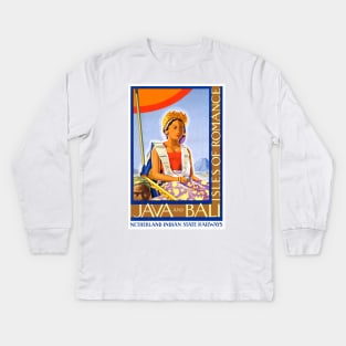 Vintage Travel Poster Java and Bali Kids Long Sleeve T-Shirt